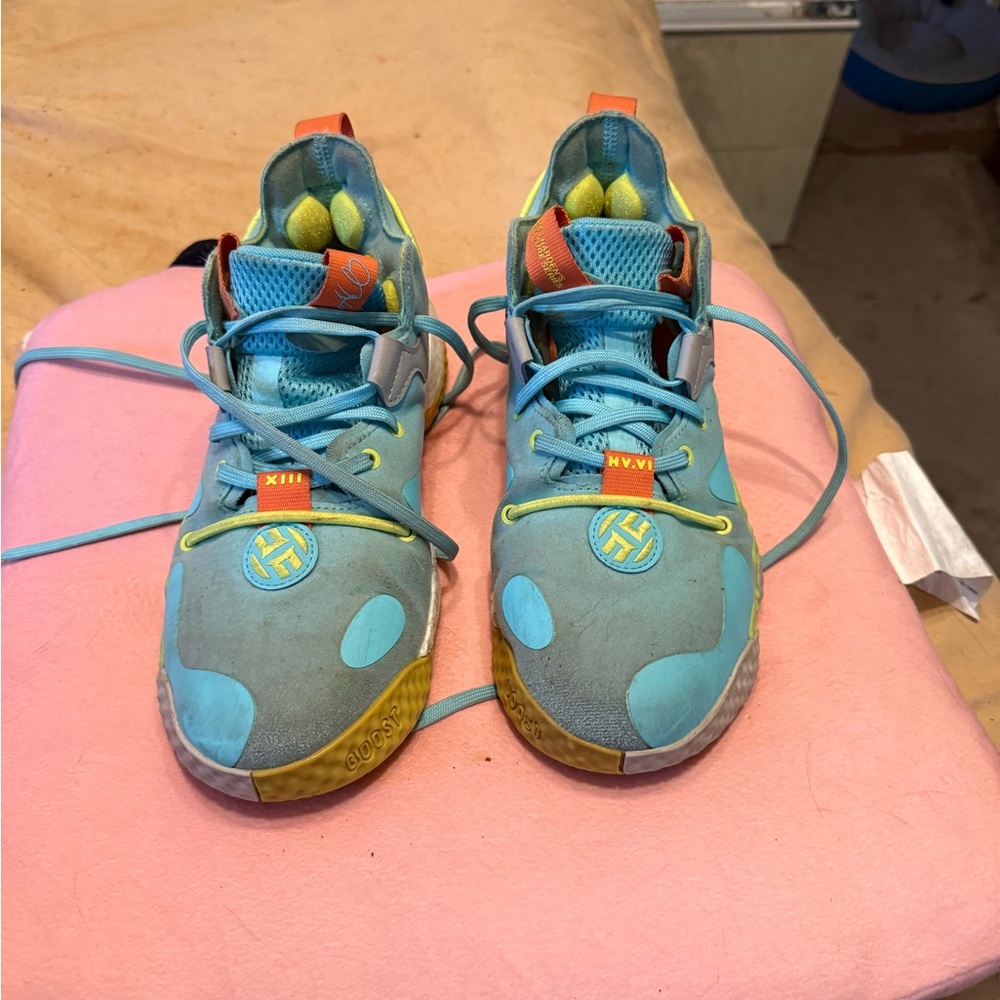 Vibrant Blue and Orange Athletic Sneakers with Modern Design